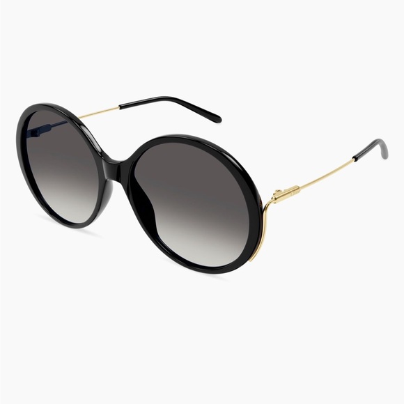 Chloe Elys Acetate 58MM Round Sunglasses Black Gold